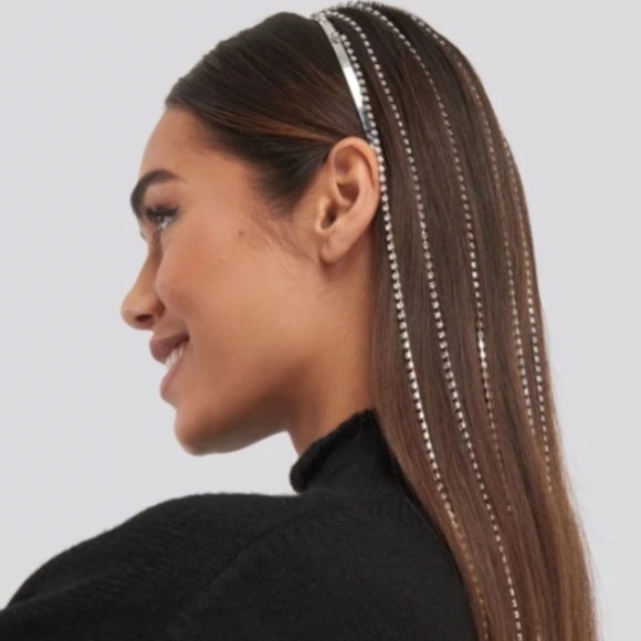 Cubic Zirconia Tassel Festival Headband Accessory - Picture 6 of 6